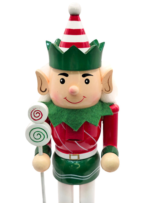 Double Lollipop Elf Wooden Nutcracker F07AM9-18-N01851C