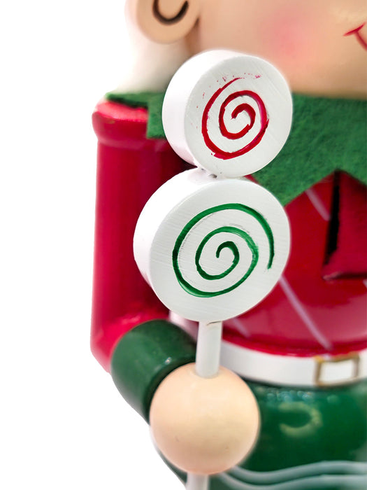 Double Lollipop Elf Wooden Nutcracker F07AM9-18-N01851C
