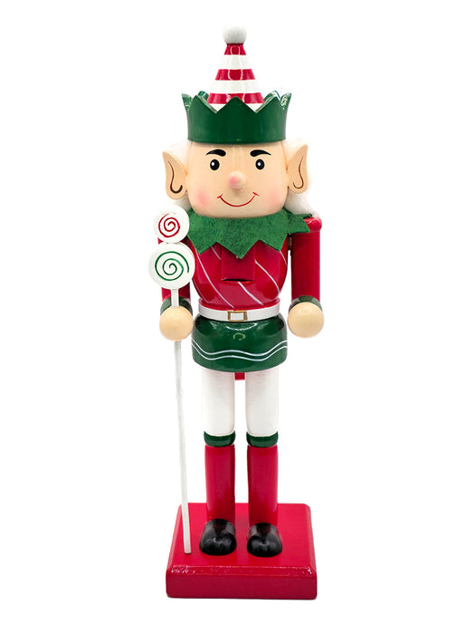 Double Lollipop Elf Wooden Nutcracker F07AM9-18-N01851C