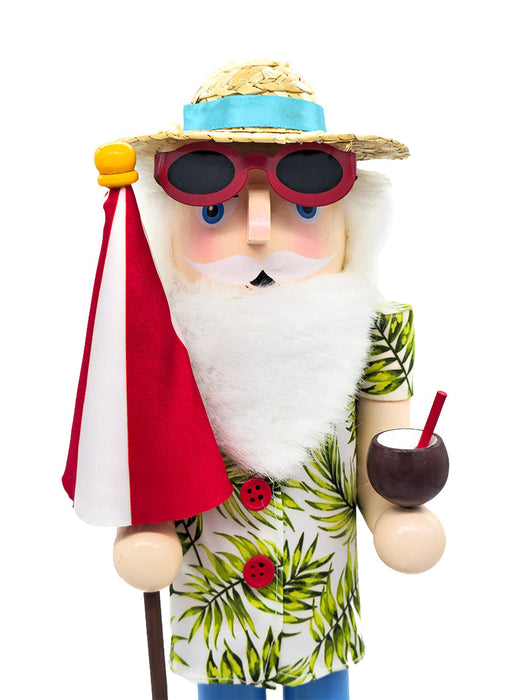 Beach Umbrella Santa Wooden Nutcracker F07AM9-2-N01043B