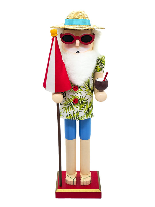Beach Umbrella Santa Wooden Nutcracker F07AM9-2-N01043B