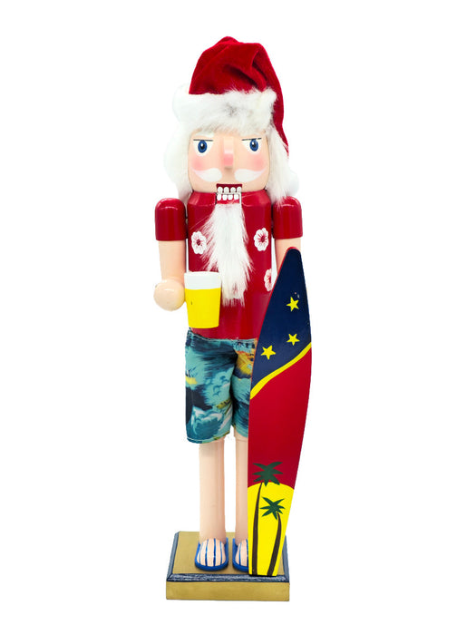 Surfboard Santa Wooden Nutcracker F07AM9-3-N02022A
