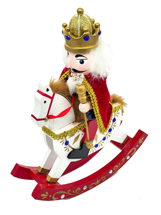 Blue King Rocking Horse Wooden Nutcracker F07AM9-32-N01860C