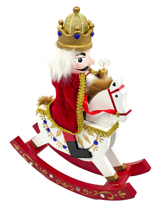 Blue King Rocking Horse Wooden Nutcracker F07AM9-32-N01860C