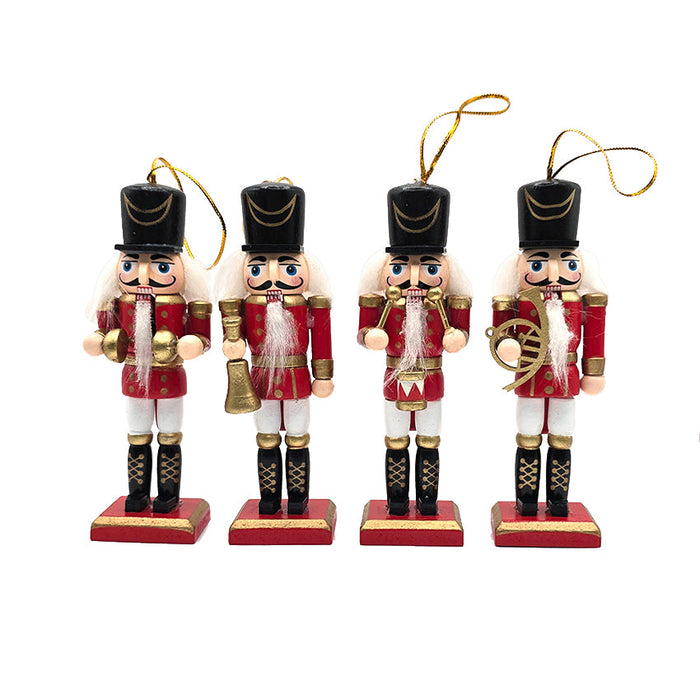 Wooden Nutcracker Band Ornament Set F07AM9-34-N01822A