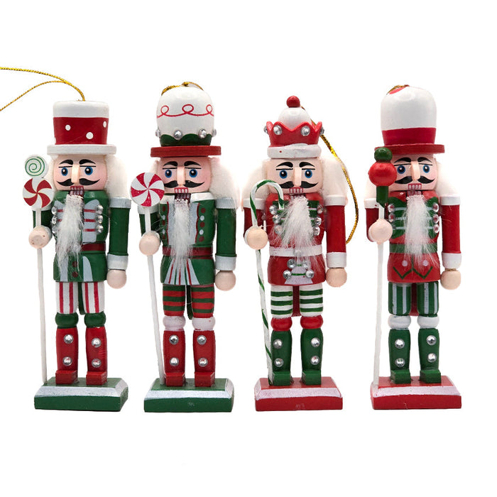 Peppermint Wooden Nutcracker Ornament Set F07AM9-34-N01822B