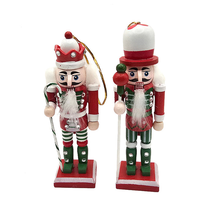 Peppermint Wooden Nutcracker Ornament Set F07AM9-34-N01822B