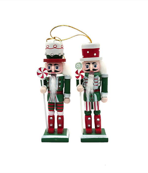 Peppermint Wooden Nutcracker Ornament Set F07AM9-34-N01822B