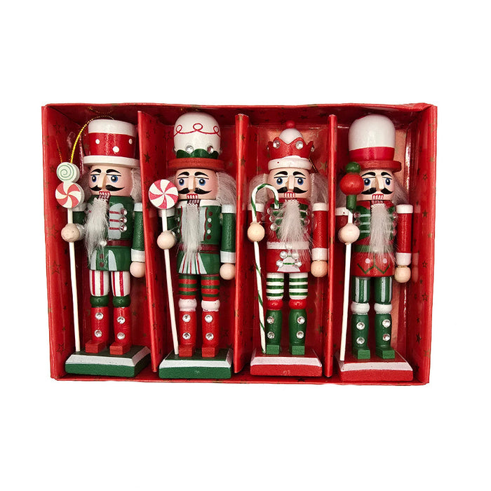 Peppermint Wooden Nutcracker Ornament Set F07AM9-34-N01822B