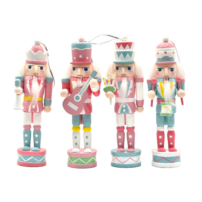Pastel Band Wooden Nutcracker Ornament Set F07AM9-35-N01820B