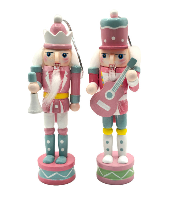 Pastel Band Wooden Nutcracker Ornament Set F07AM9-35-N01820B
