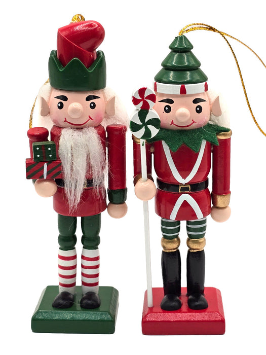 Christmas Elf Wooden Nutcracker Ornament Set F07AM9-36-N01851A