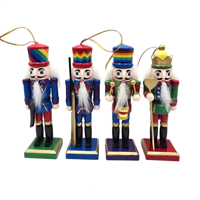 Rainbow Wooden Nutcracker Ornament Set F07AM9-36-N01851B