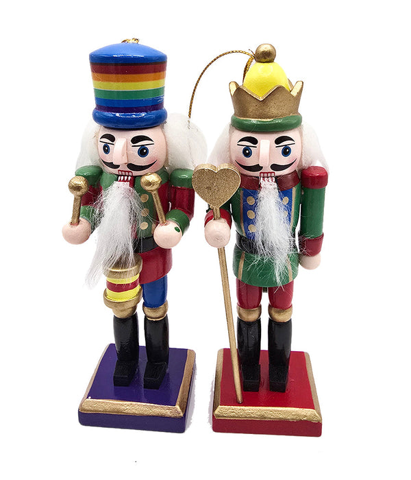 Rainbow Wooden Nutcracker Ornament Set F07AM9-36-N01851B