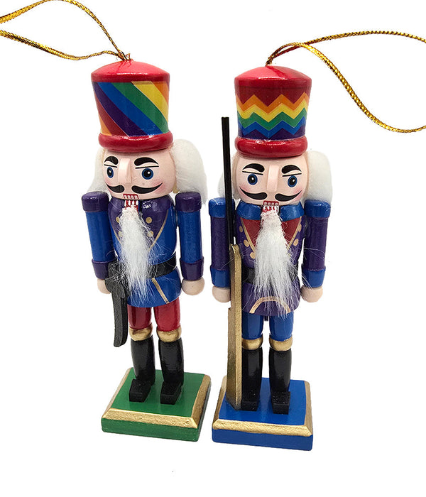 Rainbow Wooden Nutcracker Ornament Set F07AM9-36-N01851B