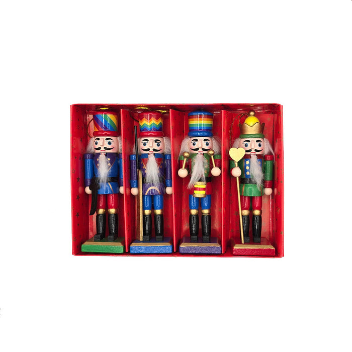 Rainbow Wooden Nutcracker Ornament Set F07AM9-36-N01851B