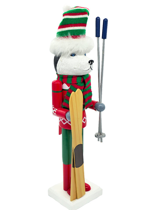 Skier Bulldog Wooden Nutcracker F07AM9-4-N01026A