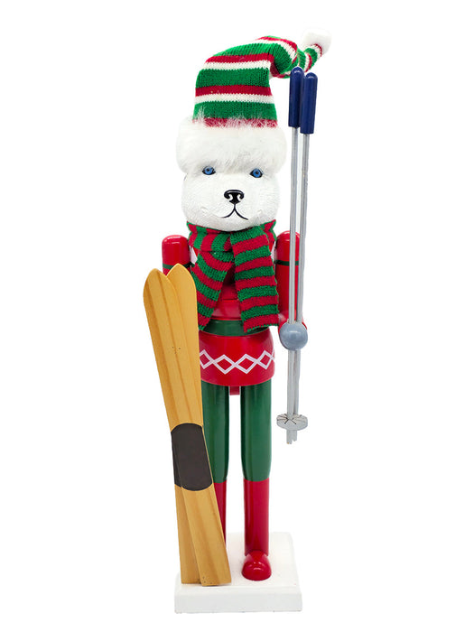 Skier Bulldog Wooden Nutcracker F07AM9-4-N01026A
