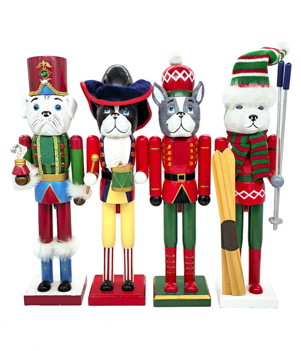 Skier Bulldog Wooden Nutcracker F07AM9-4-N01026A