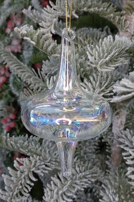 White Bell Spire Christmas Glass Ornament Wizardi F07M10-12