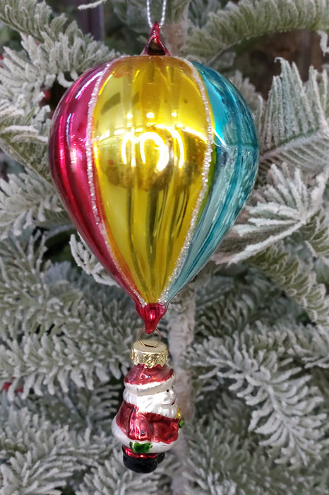 Multicolor Balloon with Santa Christmas Glass Ornament Wizardi F07M10-3
