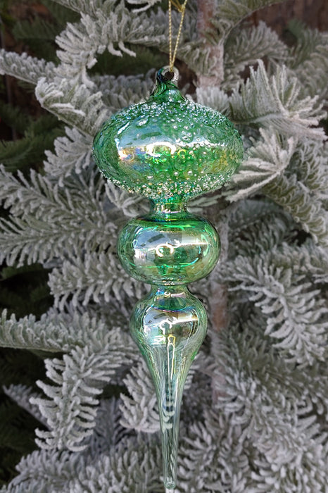 Green Spire Christmas Glass Ornament Wizardi F07M10-8