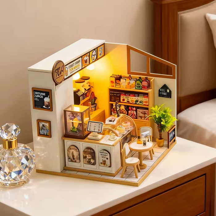 First Foam Tea House Dollhouse Kit - Miniature Wizardi Roombox Kit F07M5-67-M2505