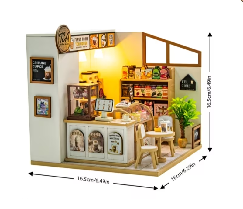 First Foam Tea House Dollhouse Kit - Miniature Wizardi Roombox Kit F07M5-67-M2505