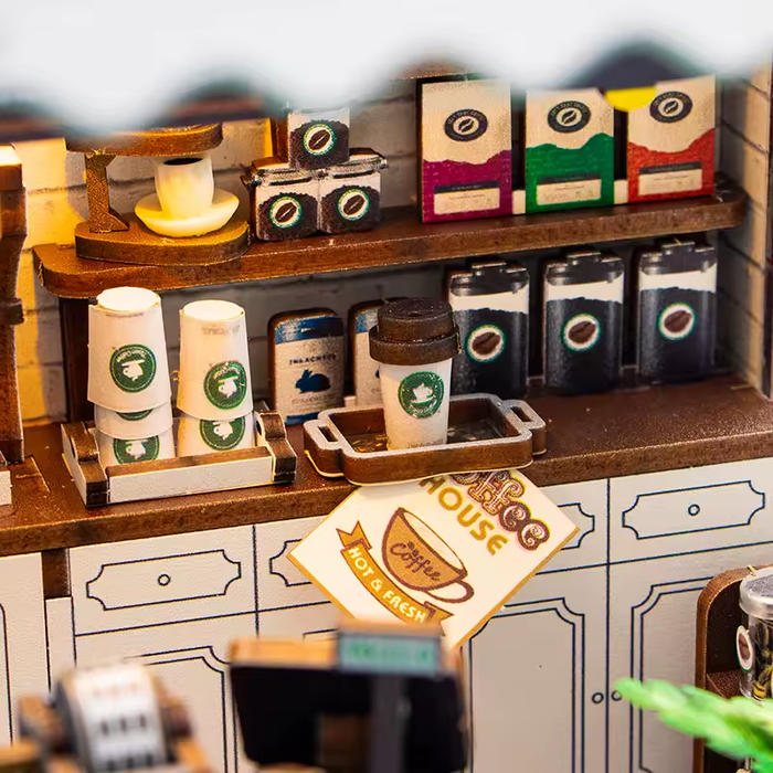 Coffee Rure Dollhouse Kit - Miniature Wizardi Roombox Kit F07M5-68-M2506