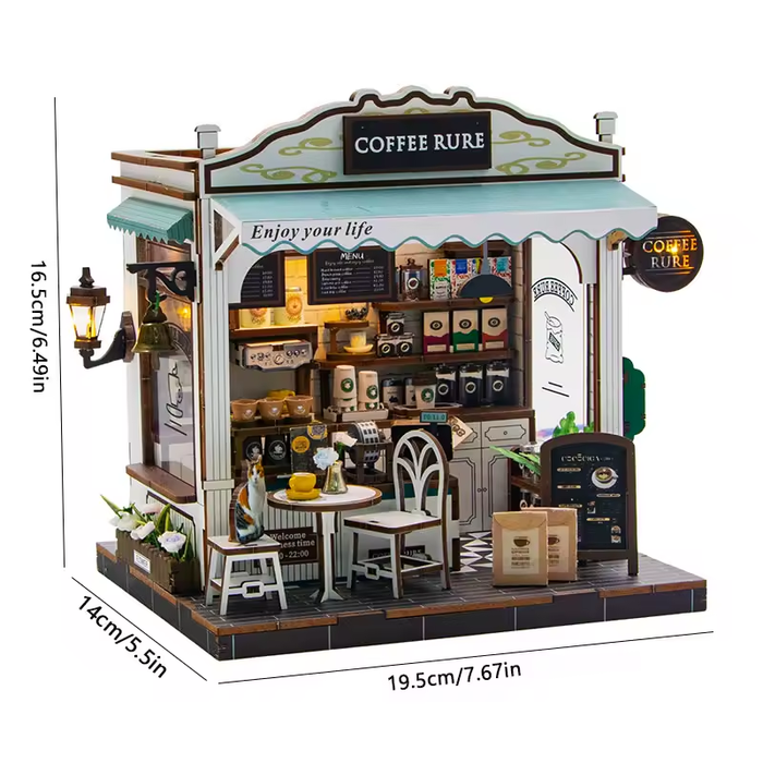 Coffee Rure Dollhouse Kit - Miniature Wizardi Roombox Kit F07M5-68-M2506