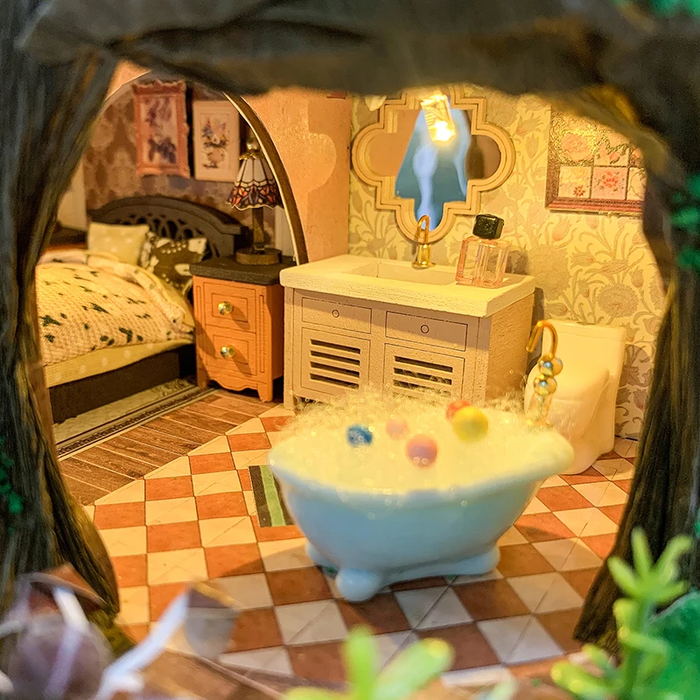 Fairy Tale Forest Dollhouse Kit - Miniature Wizardi Roombox Kit F07M5-70-L2501