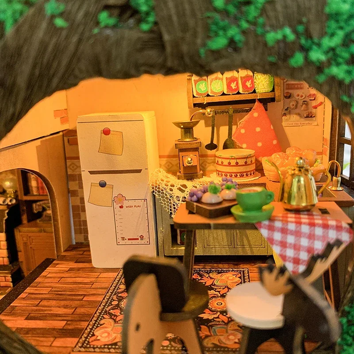 Fairy Tale Forest Dollhouse Kit - Miniature Wizardi Roombox Kit F07M5-70-L2501