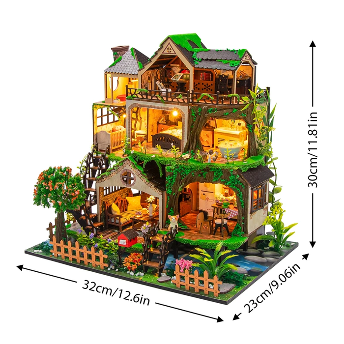 Fairy Tale Forest Dollhouse Kit - Miniature Wizardi Roombox Kit F07M5-70-L2501