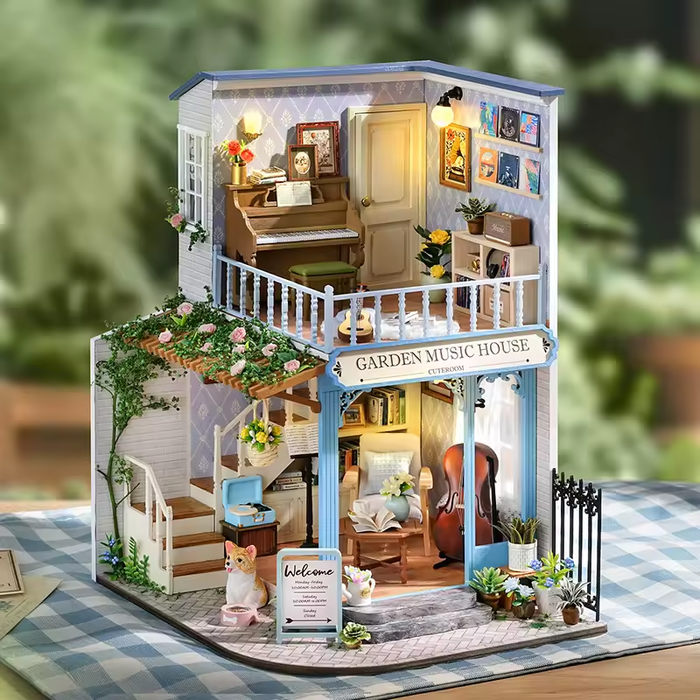 Garden Music House Dollhouse Kit - Miniature Wizardi Roombox Kit F07M5-74-BC-003-A