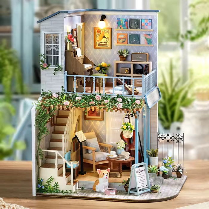 Garden Music House Dollhouse Kit - Miniature Wizardi Roombox Kit F07M5-74-BC-003-A