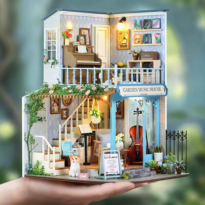 Garden Music House Dollhouse Kit - Miniature Wizardi Roombox Kit F07M5-74-BC-003-A