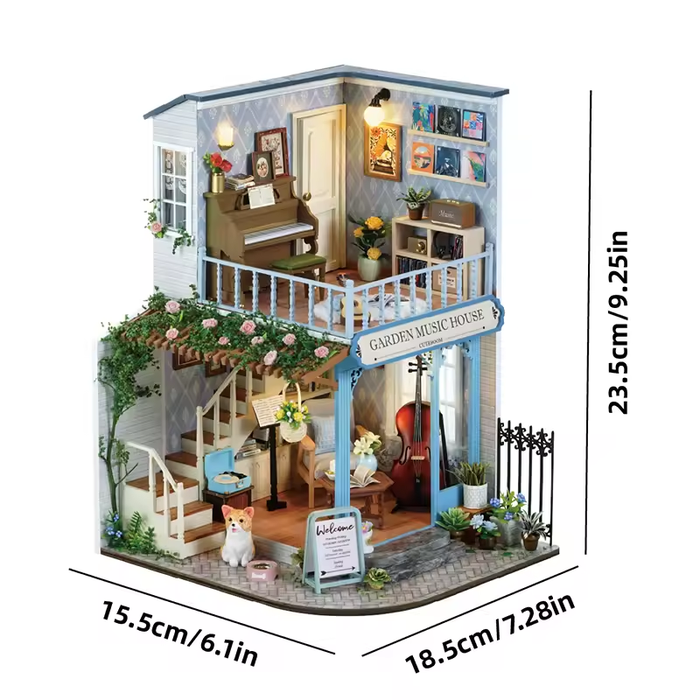 Garden Music House Dollhouse Kit - Miniature Wizardi Roombox Kit F07M5-74-BC-003-A