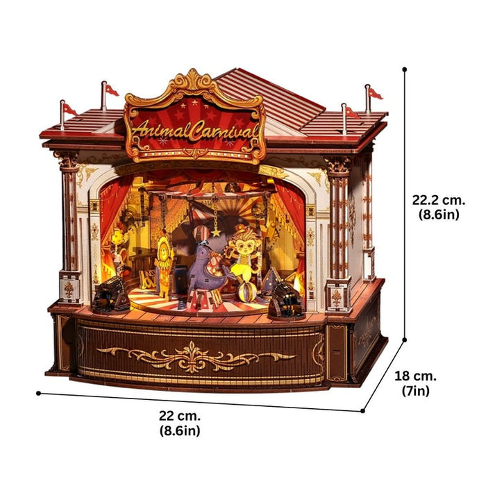 Animal Carnival Dollhouse Kit - Miniature Wizardi Roombox Kit F07M5-80-TTBC501