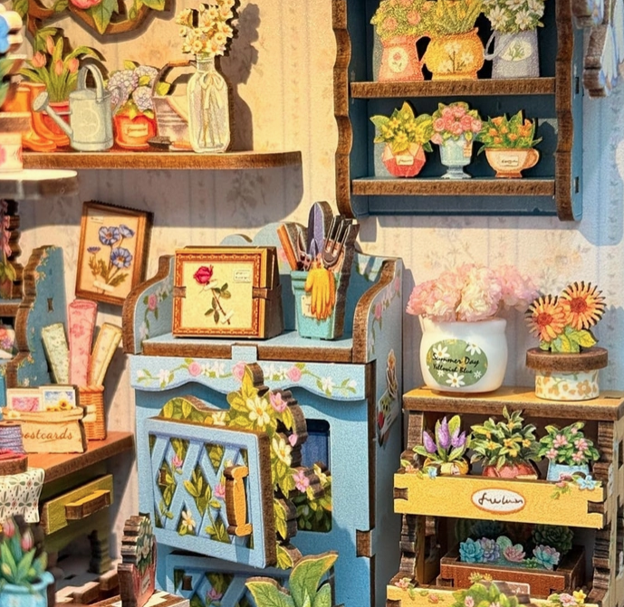 Anna's Blue Blossom Dollhouse Kit - Miniature Wizardi Roombox Kit F07M5-84-CWGC211