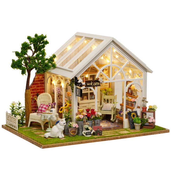Sunshine Greenhouse Dollhouse Kit - Miniature Wizardi Roombox Kit F07M51-59-A-067-A