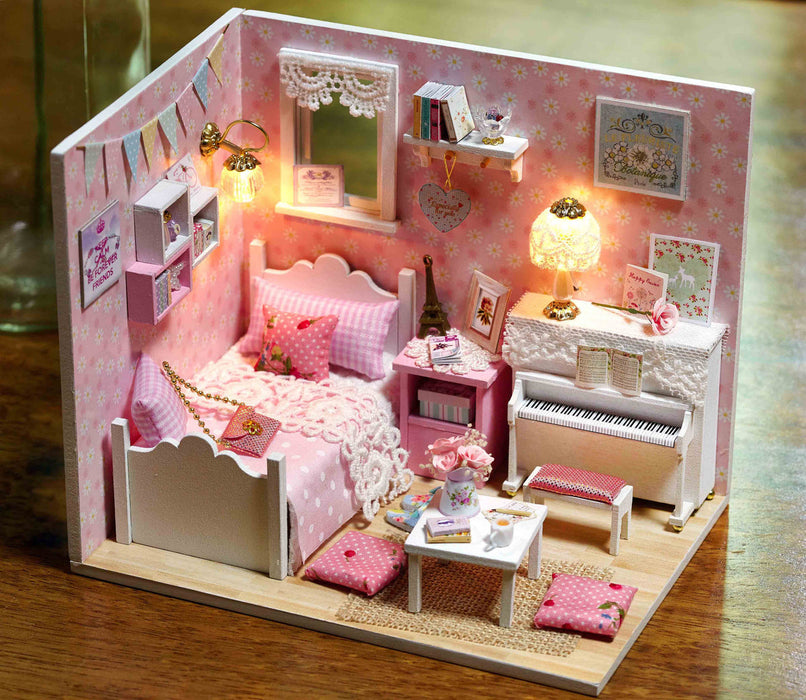 Sunshine Princess Dollhouse Kit - Miniature Wizardi Roombox Kit with LED Light F07M51-71-3015