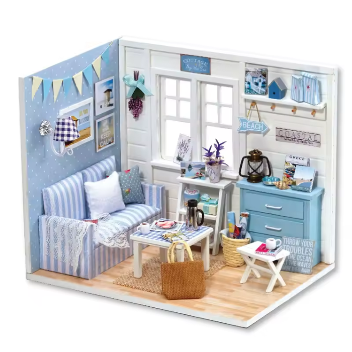 Fresh Sunshine Dollhouse Kit - Miniature Wizardi Roombox Kit with LED Light F07M51-72-3016