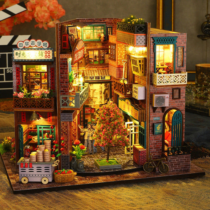 Time Imprint Dollhouse Kit - Miniature Wizardi Roombox Kit with LED Light F07M51-74-ES010-A