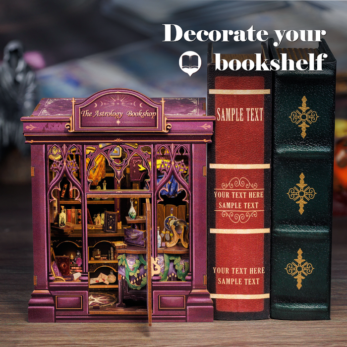 The Astrology Bookshop Dollhouse Kit - Miniature Wizardi Roombox Kit with LED Light F07M51-87-CWGC202