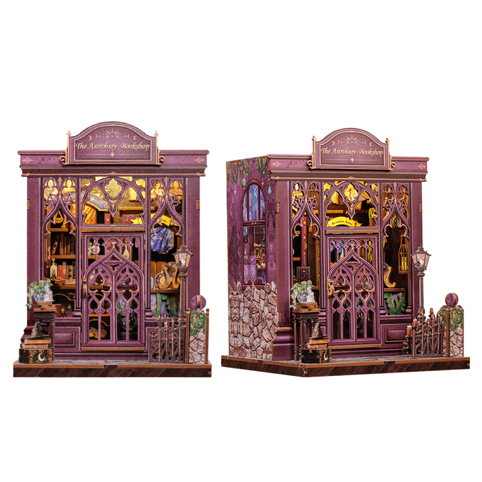 The Astrology Bookshop Dollhouse Kit - Miniature Wizardi Roombox Kit with LED Light F07M51-87-CWGC202