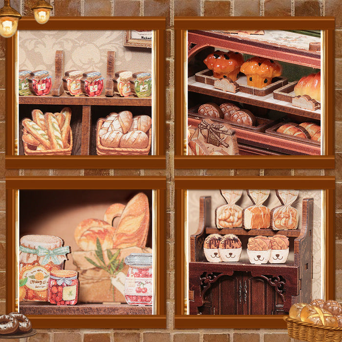 Mrs.Hunt Bakery Dollhouse Kit - Miniature Wizardi Roombox Kit with LED Light F07M51-95-GB401