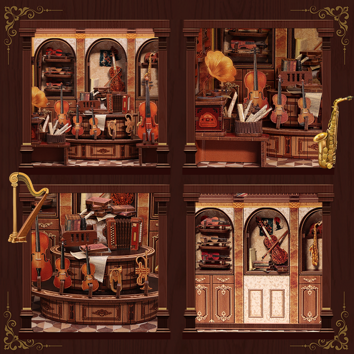 Bach Strings Dollhouse Kit - Miniature Wizardi Roombox Kit with LED Light F07M51-98-GB404