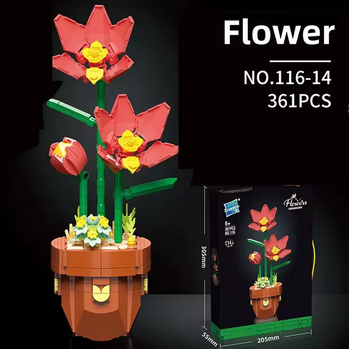 Plant Building Brick Kit - Potted Flower by Wizardi F07N11-20-14(116)