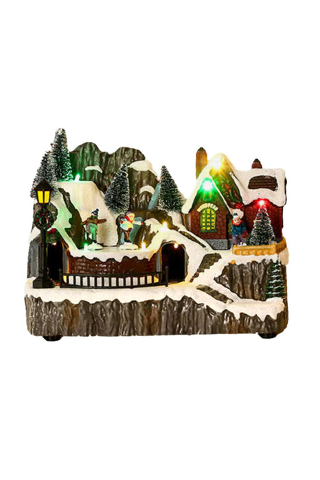 Train Scene with Ice Rink - Christmas Village Collection by Wizardi F07N5-11B