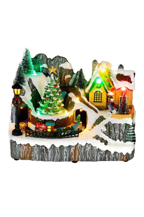 Train Scene with Christmas Tree - Christmas Village Collection by Wizardi F07N5-11D